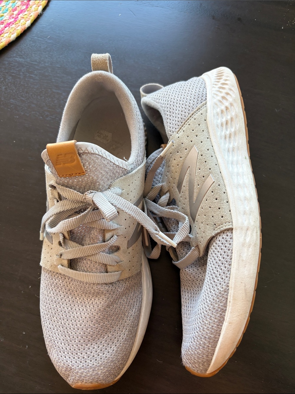 New Balance Women's Light Gray Mesh & Suede Sneakers